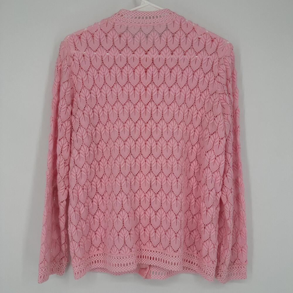 Vintage Knit Cardigan Womens SMALL Lace Crochet Button Up Sweater 90s Retro - Picture 6 of 9